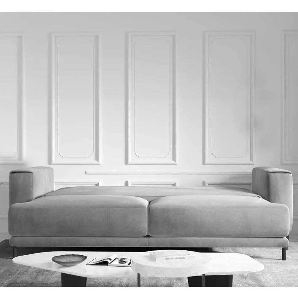 Schlafcouch aus Velours in Senfgelb - Lurymav