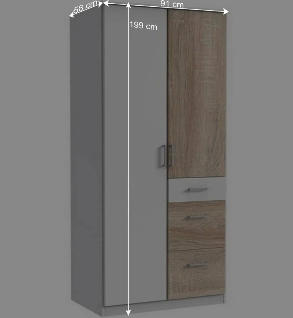 Schlafraum Kleiderschrank mit drei Schubladen - Magdelan