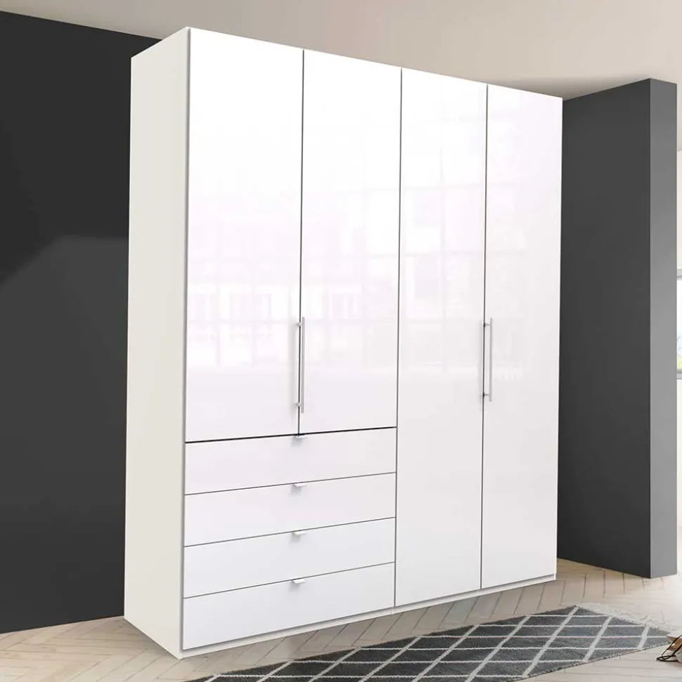 Schlafraum Kleiderschrank in Weiß Glas Front - Dolienca