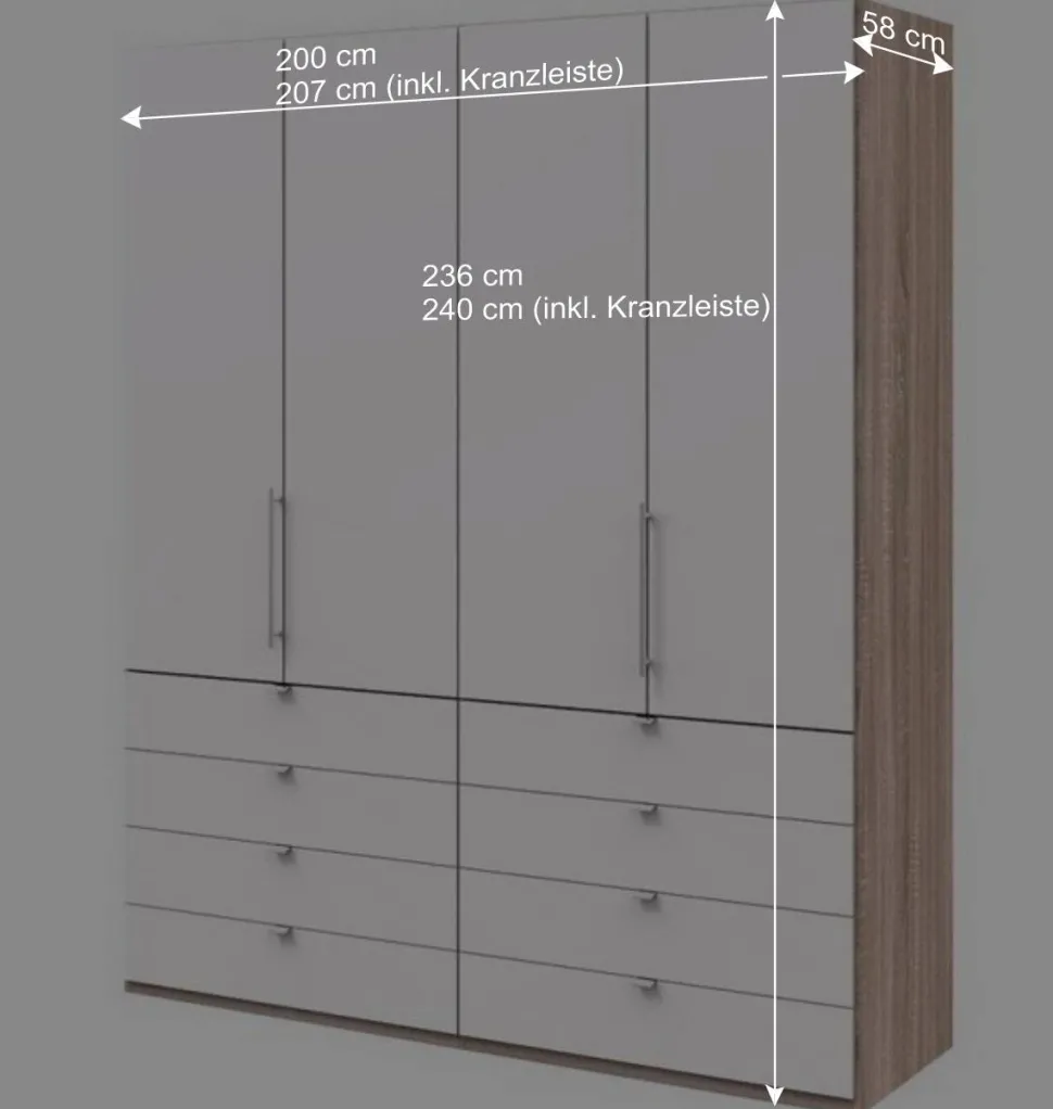 Schlafraum Kleiderschrank mit 8 Schubladen und 2 Falttüren - Vaclyn