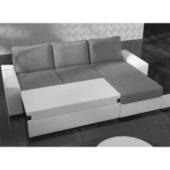 Schlafsofa Ecke in Beige und Dunkelbraun - Subra