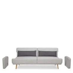 Schlafsofa in Hellgrau und Kiefer - Posadas
