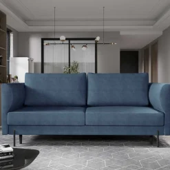 Schlafsofa in meliertem Blaugrau Stoffbezug - Ipsum