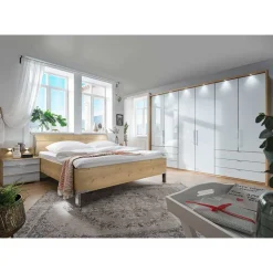 Schlafzimmer in Eiche Bianco & Weiß - Nuetran (vierteilig)