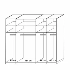 Schlafzimmer komplett Anglesia in Creme und Eichefarben (vierteilig)