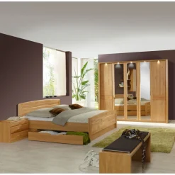 Schlafzimmer Komplettset Bordeaux aus Erle (vierteilig)