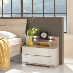 Schlafzimmer Komplettset Bosays in Weiß Eiche Sonoma (vierteilig)