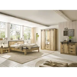 Schlafzimmer mit 140x200 Bett Set - Naiavio (fünfteilig)