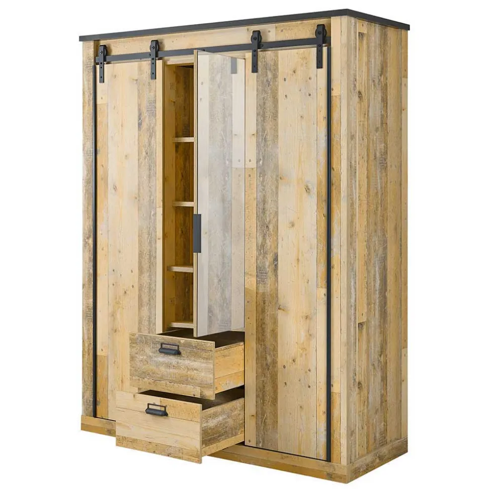 Schlafzimmer mit 140x200 Bett Set - Naiavio (fünfteilig)