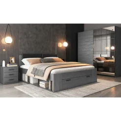 Schlafzimmereinrichtung in Eiche Grau - Carika (vierteilig)