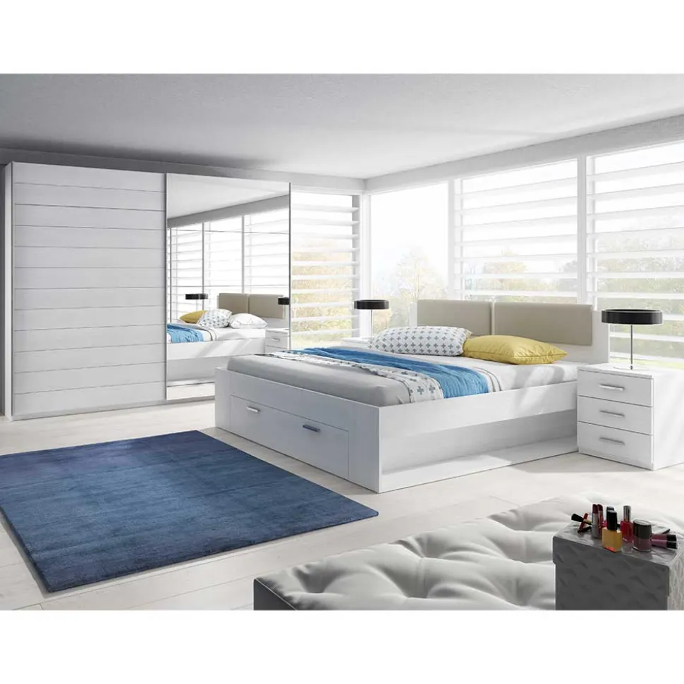 Schlafzimmermöbel in Weiß Esche Dekor - Pruducia (vierteilig)