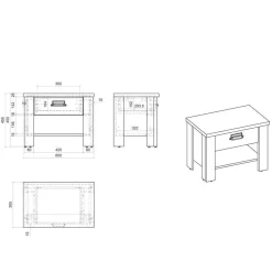 Schlafzimmermöbel Set mit 90x200 Bett - Tramos (vierteilig)