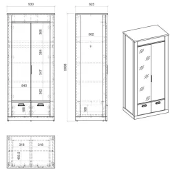 Schlafzimmermöbel Set mit 90x200 Bett - Tramos (vierteilig)