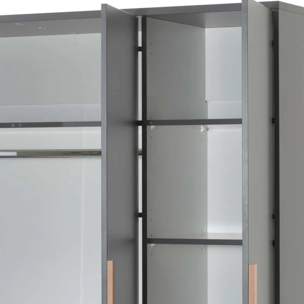 Schlafzimmerschrank in Anthrazit mit Buche - Navlius