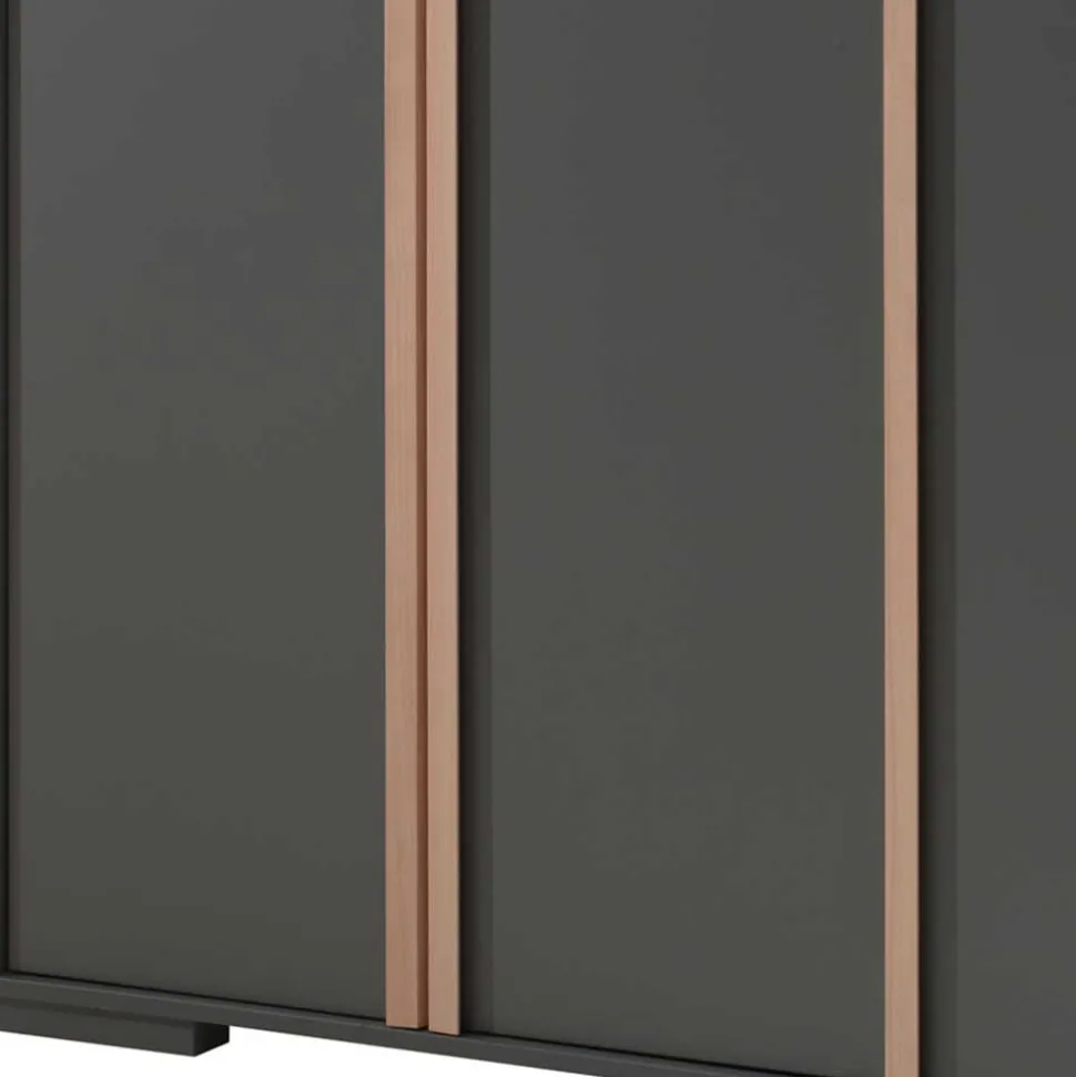 Schlafzimmerschrank in Anthrazit mit Buche - Navlius