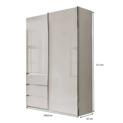 Schlafzimmerschrank in Champagner Glasfront 165 cm - Dustins