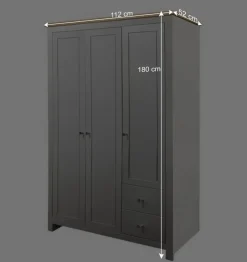 Schlafzimmerschrank in Grau & Eichefarben - Poliesti