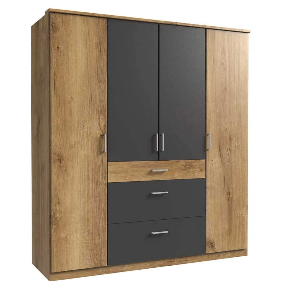 Schlafzimmerschrank in Plankeneiche Dekor - Leviza