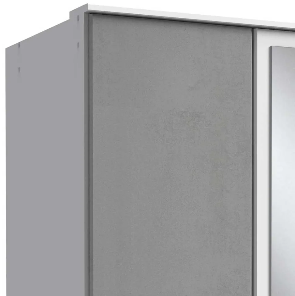 Schlafzimmerschrank in Weiß & Lichtgrau Betonoptik - Karimos