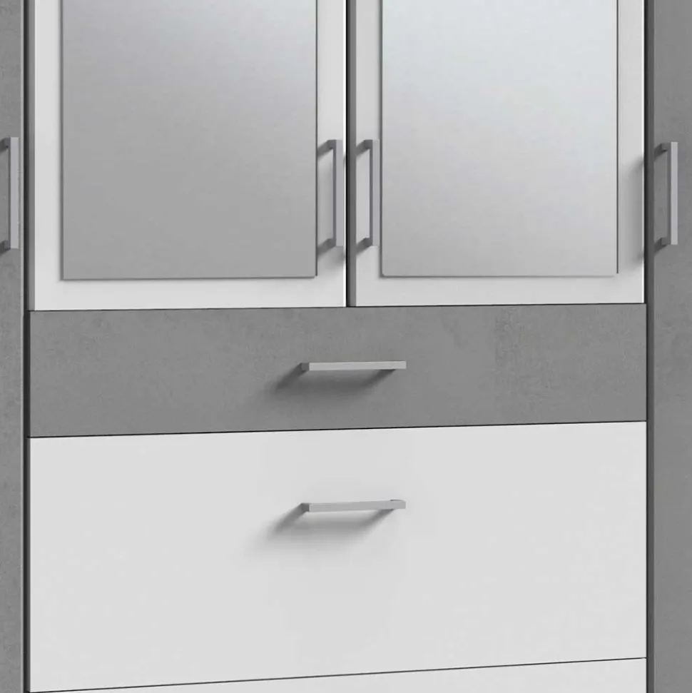 Schlafzimmerschrank in Weiß & Lichtgrau Betonoptik - Karimos