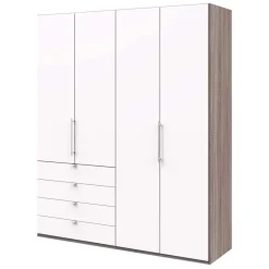 Schlafzimmerschrank in Weiß & Eiche dunkel - Tivierto