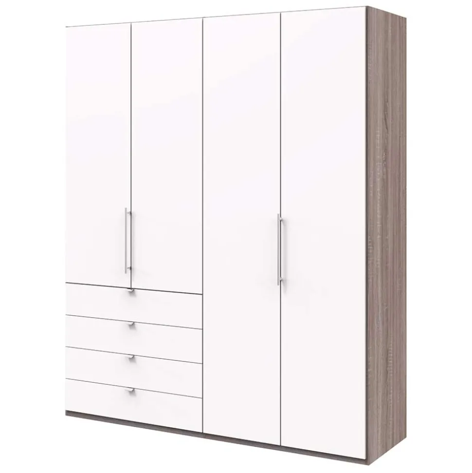 Schlafzimmerschrank in Weiß & Eiche dunkel - Tivierto