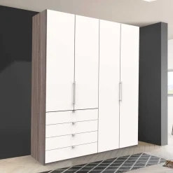 Schlafzimmerschrank in Weiß & Eiche dunkel - Tivierto