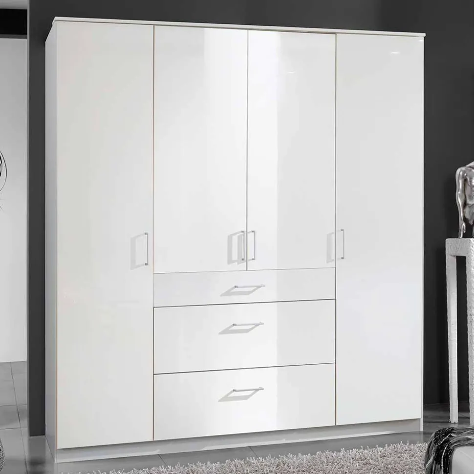 Schlafzimmerschrank mit Hochglanzfront in Weiß - Venture