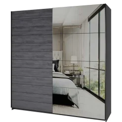 Schlafzimmerschrank mit Schwebetüren in Eiche Grau - Carika