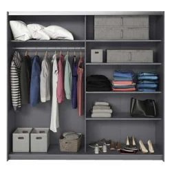 Schlafzimmerschrank mit Schwebetüren in Eiche Grau - Carika