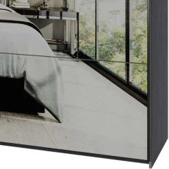 Schlafzimmerschrank mit Schwebetüren in Eiche Grau - Carika