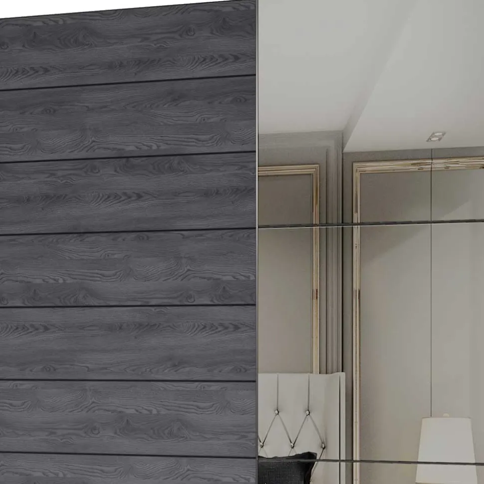 Schlafzimmerschrank mit Schwebetüren in Eiche Grau - Carika