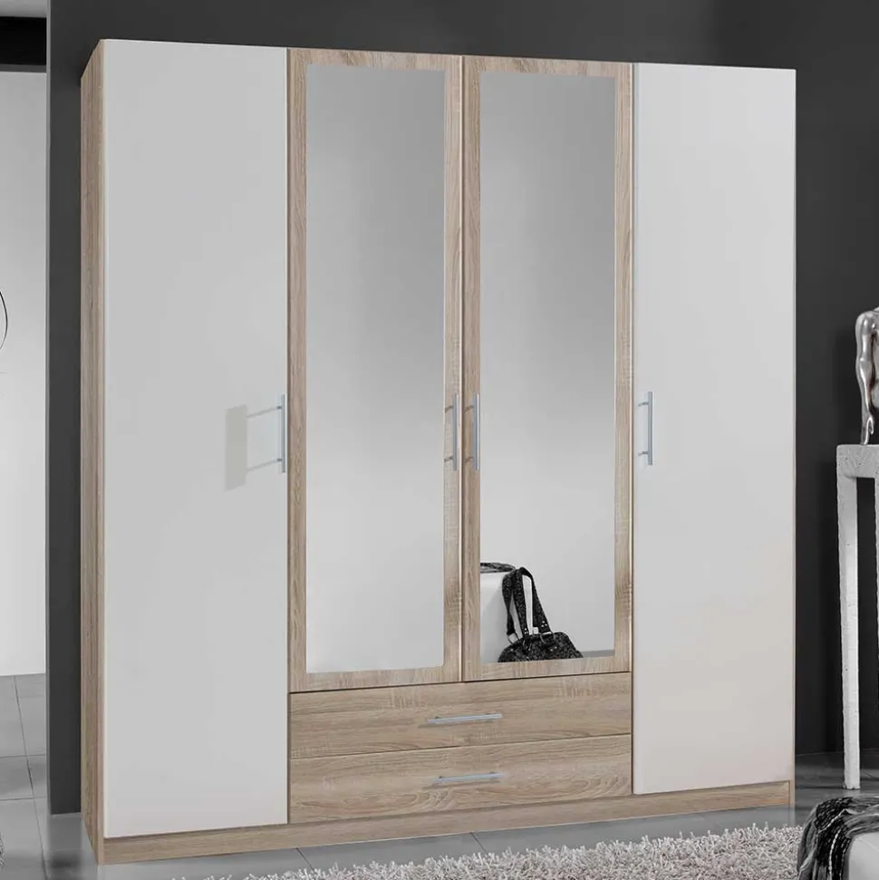 Schlafzimmerschrank mit vier Türen & zwei Schubladen - Nicla