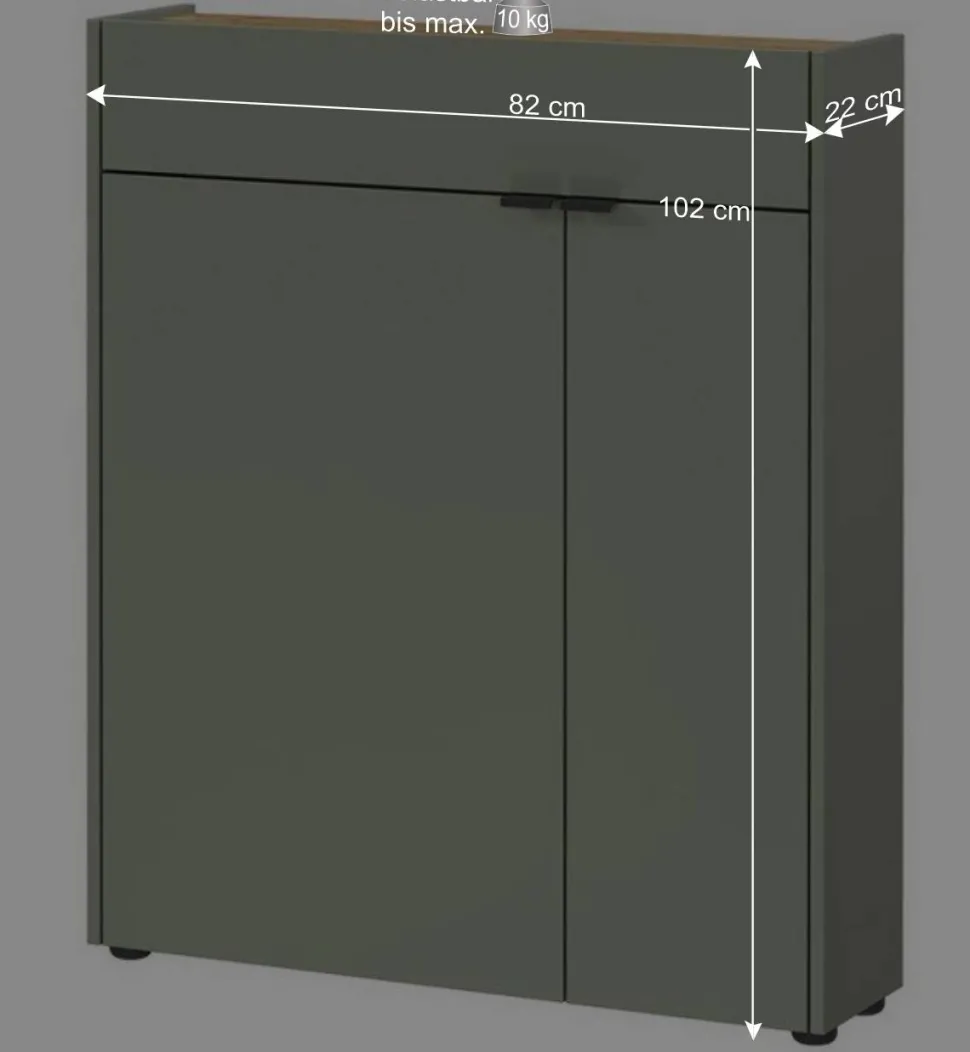 Schlanker Schuhschrank in Graugrün - Point