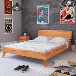 Schlichtes Holz Bett in Überlänge 220cm - Junola