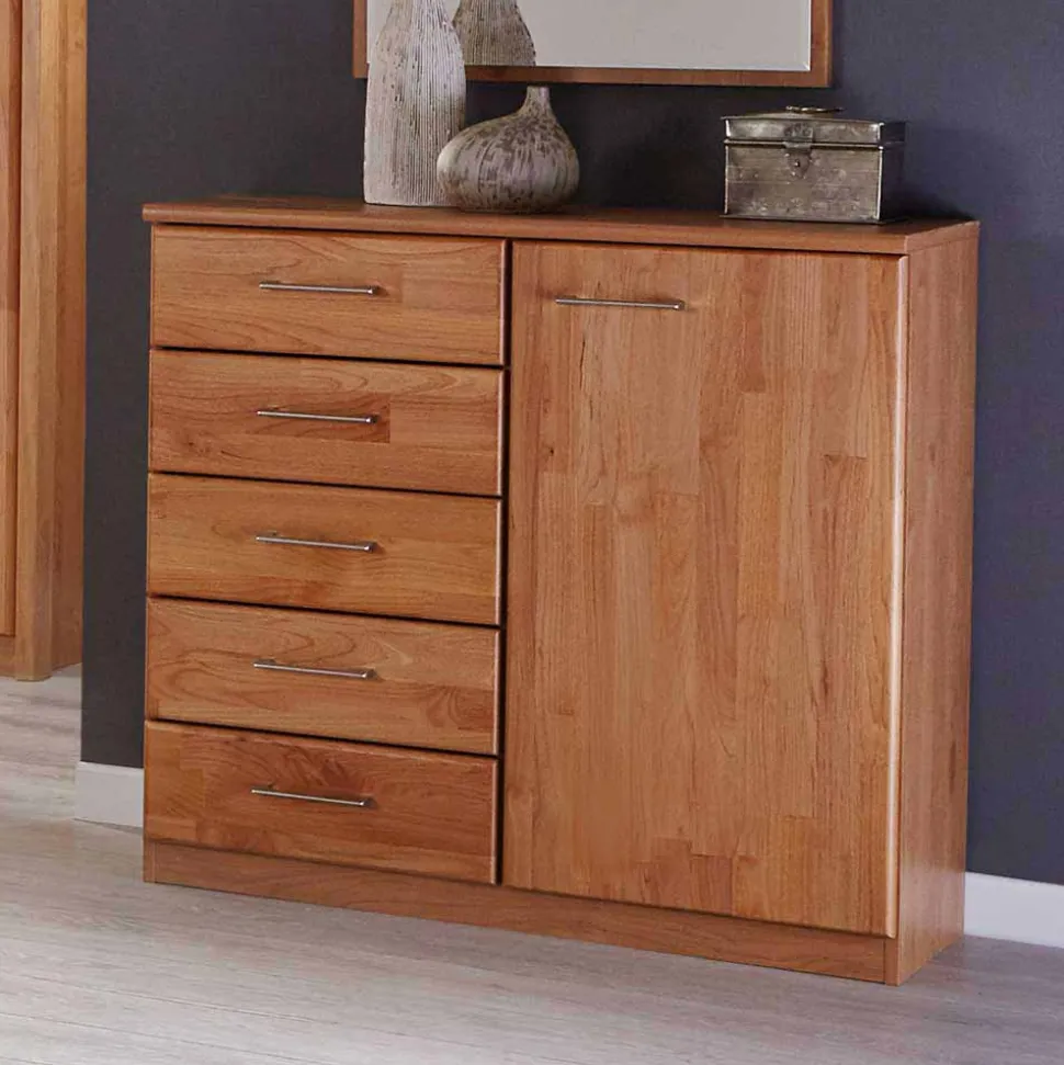 Schmale Kombikommode Apolios in Erle teilmassiv