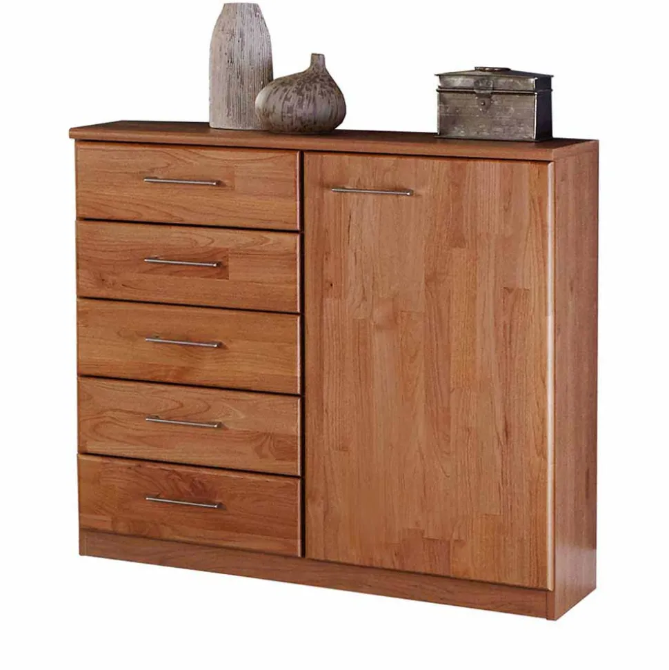 Schmale Kombikommode Apolios in Erle teilmassiv