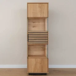 Schmale Massivholz Vitrine mit LED Beleuchtung - Eribella