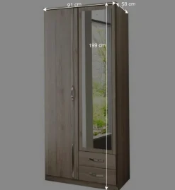 Schmaler Kleiderschrank mit zwei Schubladen - Lagunara