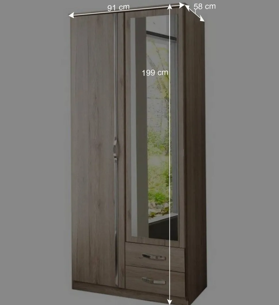 Schmaler Kleiderschrank mit zwei Schubladen - Lagunara