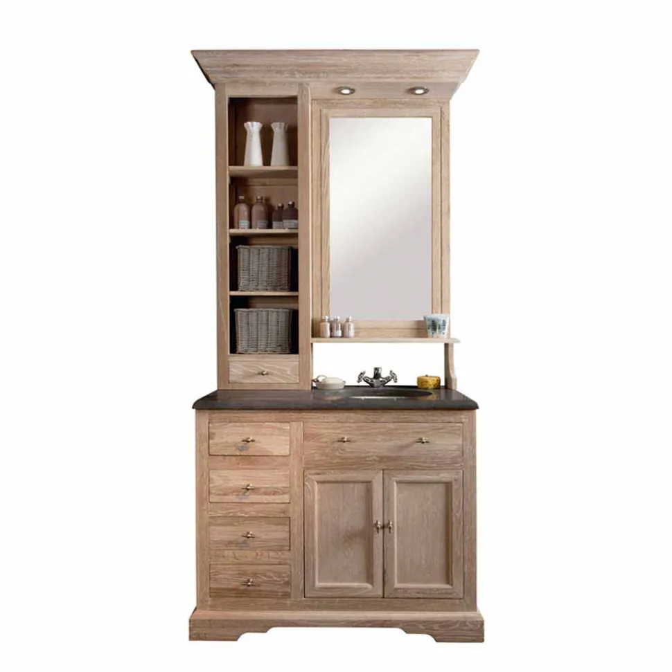 Schmales Badezimmermöbel-Set Vish im rustikalen Landhausstil