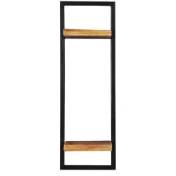 Schmales Industrial Wandregal mit zwei Holzablagen - Evradon