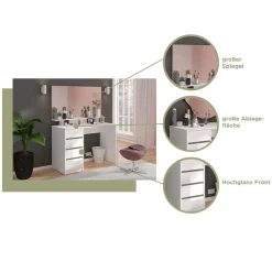 Schminktisch mit Spiegel & Ablage - Evyla