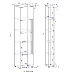 Schrank & schmales Regal Set - Ahilav (zweiteilig)