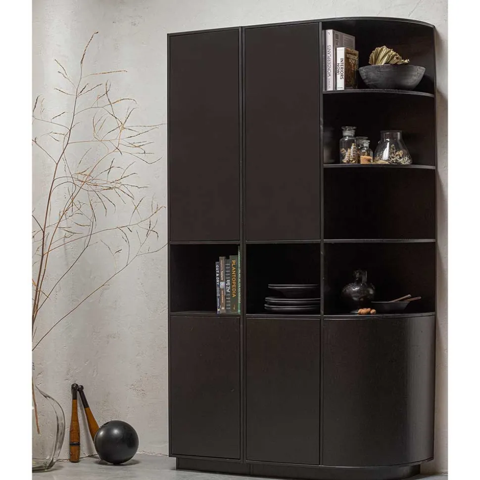 Schrank einseitig abgerundet in Schwarz - Niwidus