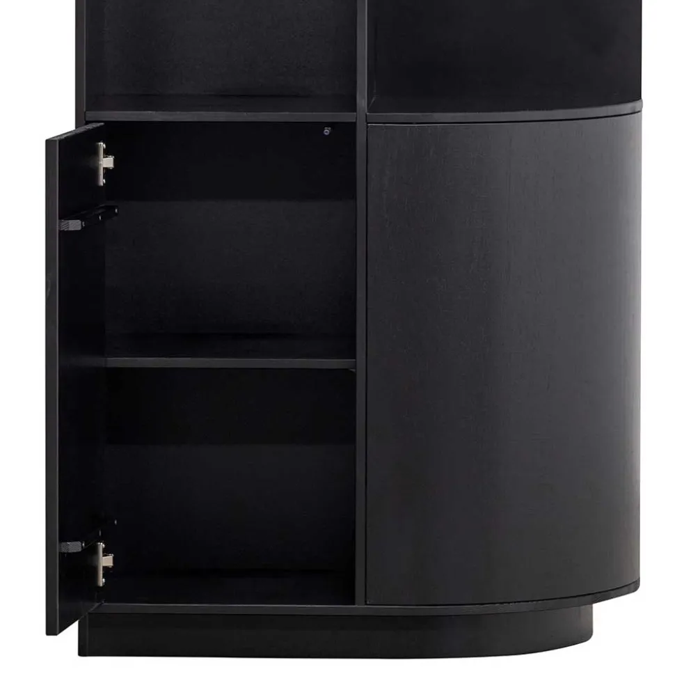 Schrank einseitig abgerundet in Schwarz - Niwidus