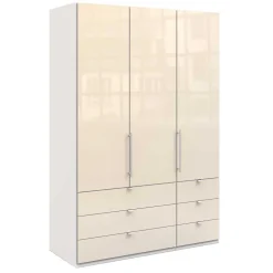 Schrank fürs Schlafzimmer in Creme Glas & Weiß - Zidarie