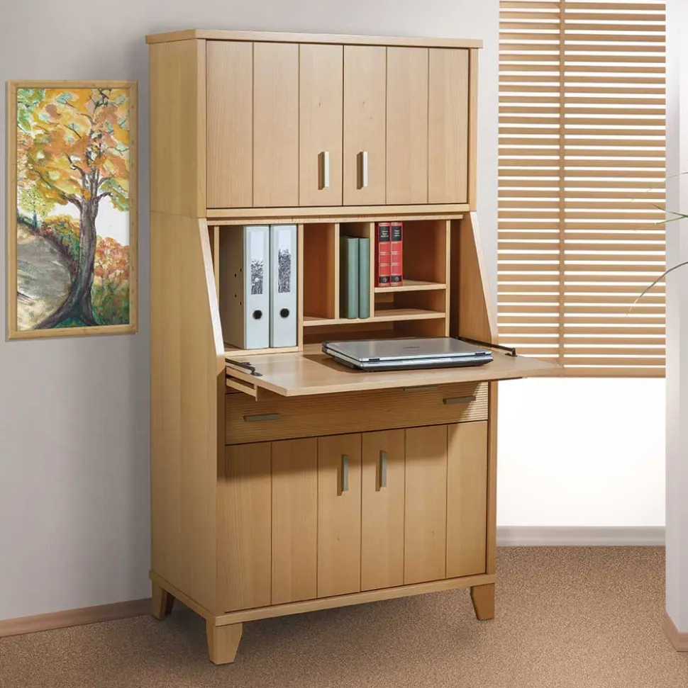Schrank mit Schreibklappe in Buche Natur - Lidoral