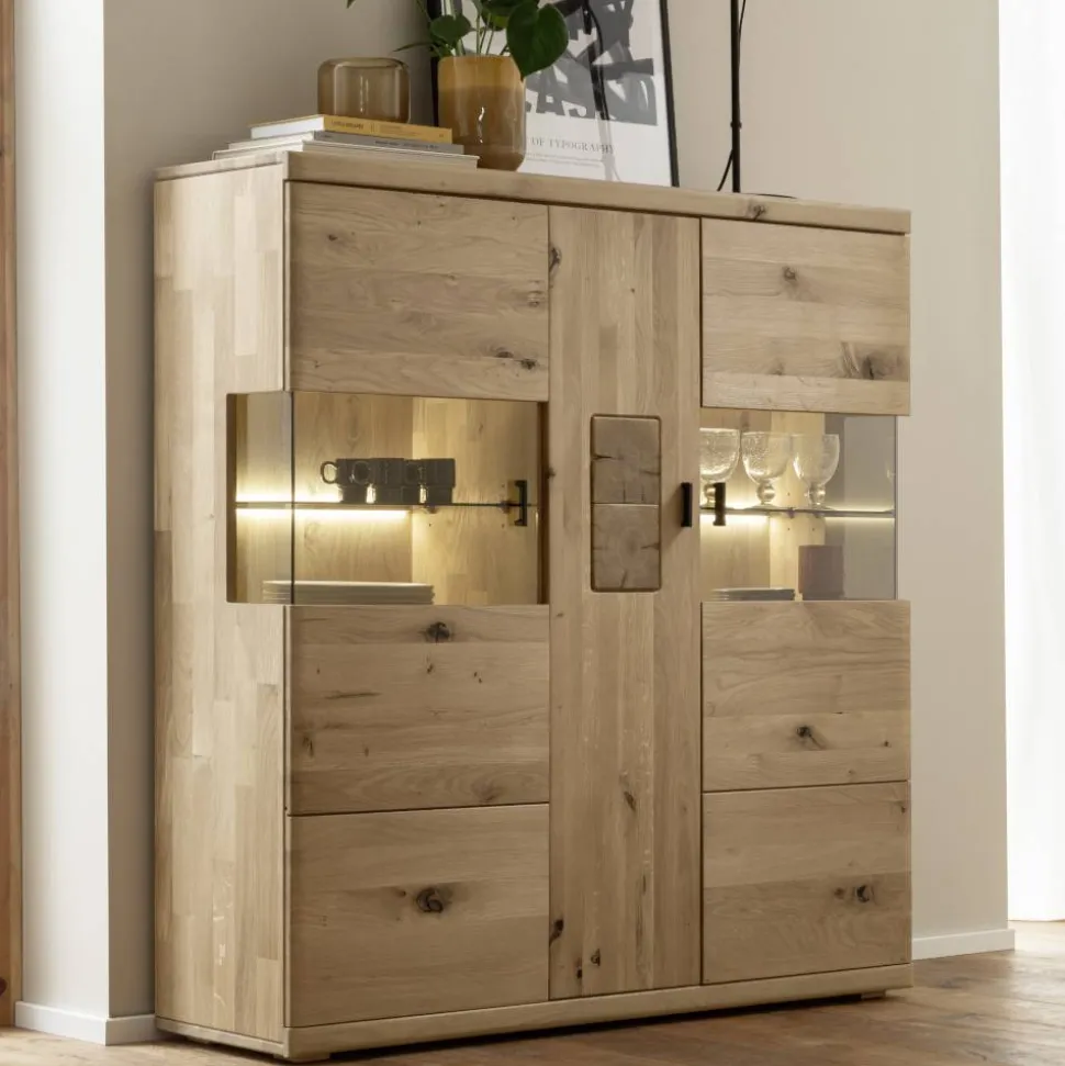Schrankvitrine aus hellem Asteiche Massivholz - Losiamos