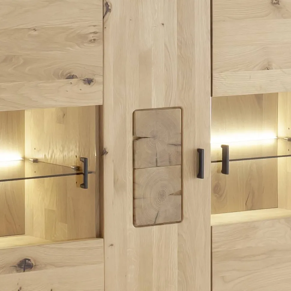 Schrankvitrine aus hellem Asteiche Massivholz - Losiamos